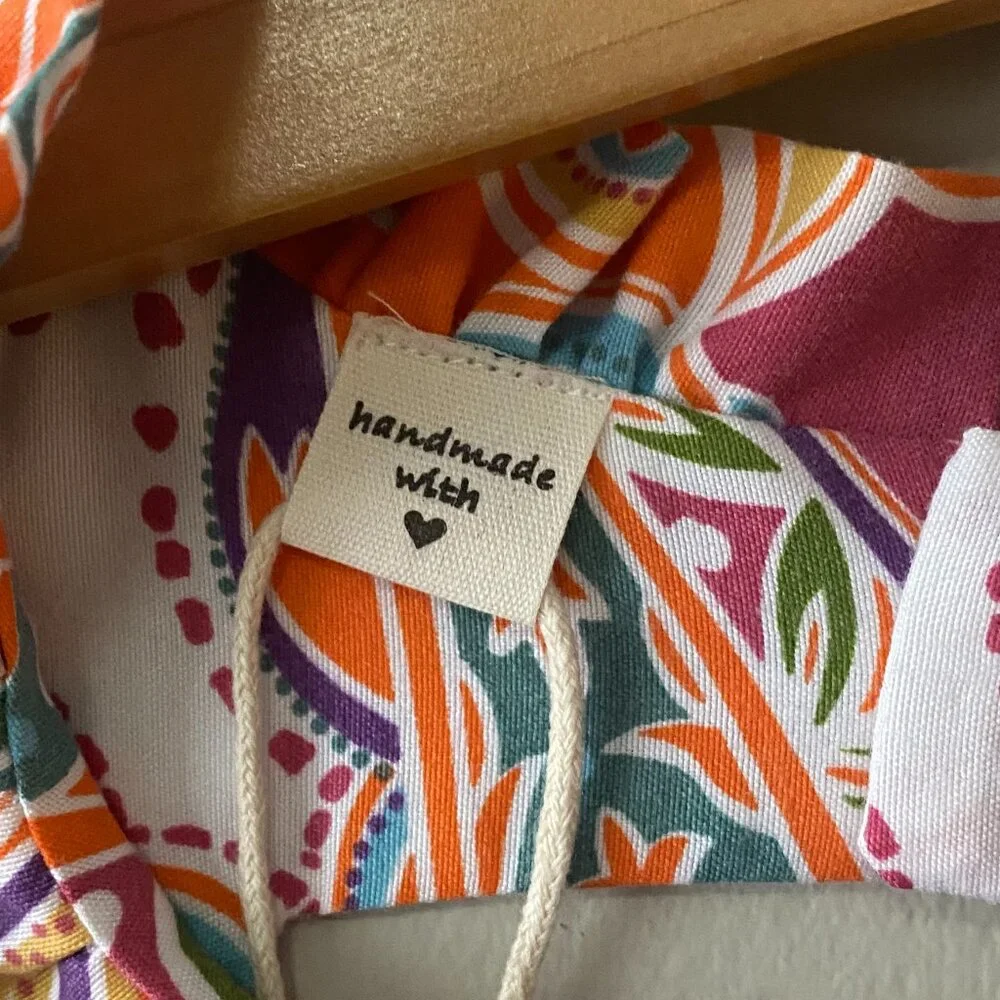 Handmade Children's Multicolour Cotton Poly Sleeveless Triangle Cut Out Dress - Picture 3 of 15